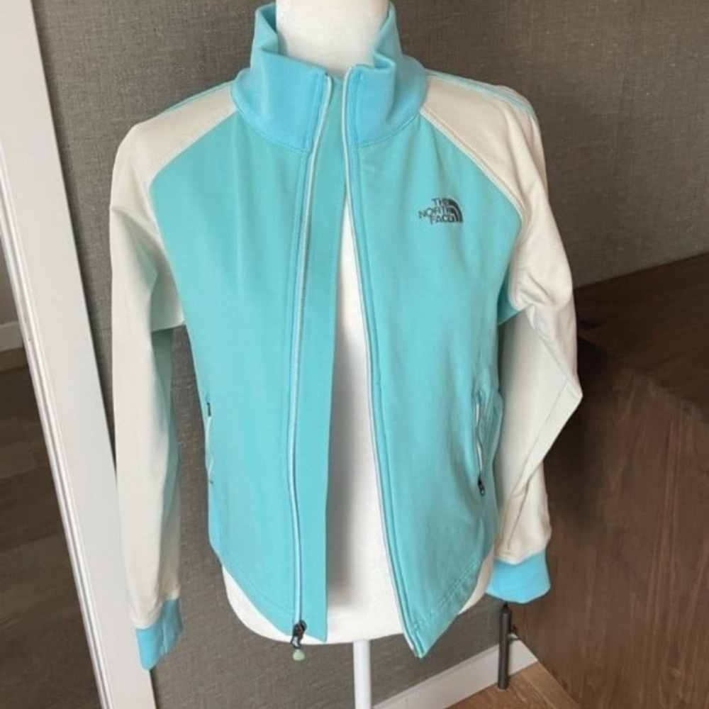 ADORABLE North Face Coat (M) Off white and Teal